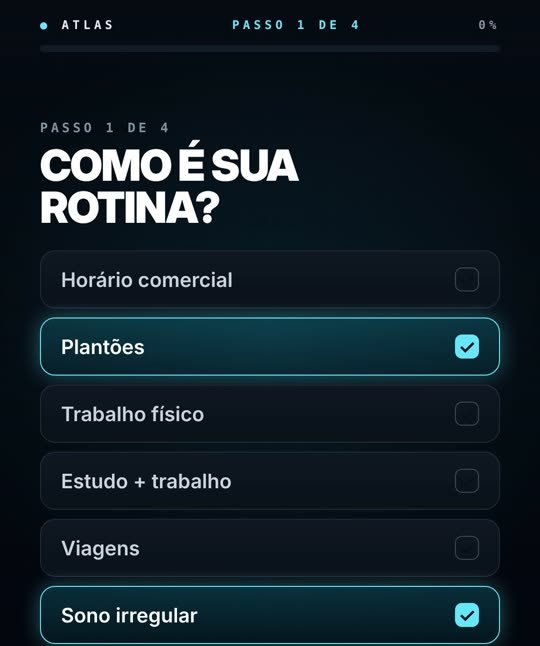 Tela de calibração do ATLAS perguntando como é a rotina